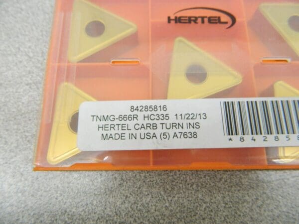 HERTEL Turning Insert: TNMG666R HC335, Solid Carbide Qty 5 84285816