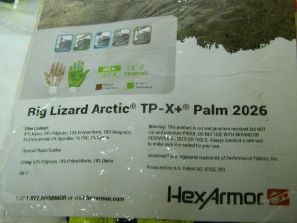 Rig Lizard Artic TP-X+ Palm 2026 7/S Qty 2 Pairs 2026 7/S