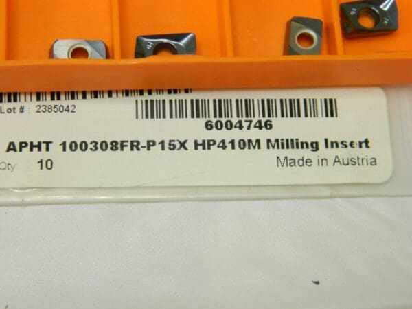 HERTEL APHT100308FR –P15X HP410M Carbide Milling Insert Qty 15 6004746