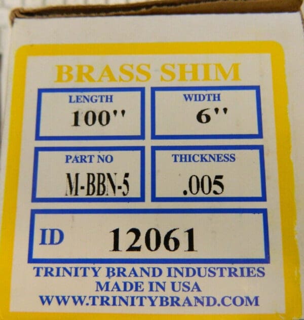 Shim Stock: 0.006'' Thick 260 Alloy Brass M-BBN-6