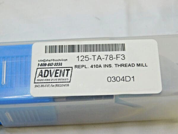 ADVENT Multi Flute Replaceable Thread Mill 0.970"CD X 7/8"SHK 3FL 125-TA-78-F3