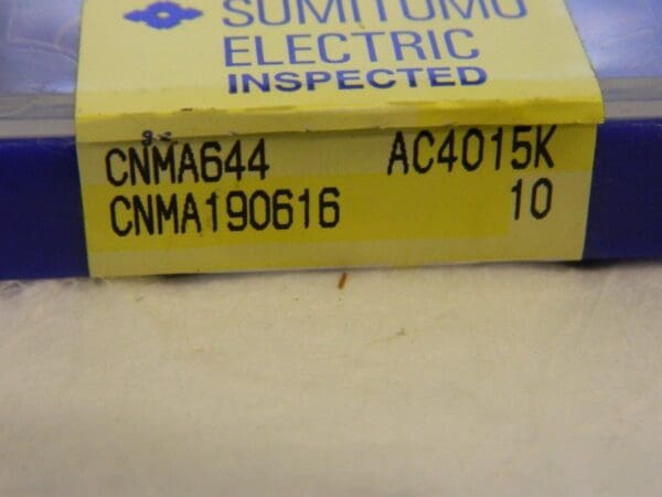 SUMITOMO Turning Insert: CNMA644 AC4015K, Solid Carbide qty 10 19T2285