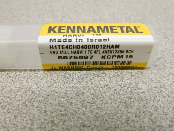 KENNAMETAL Corner Chamfer End Mill 4 mm Dia, 12 mm LOC 4 FL 6675697