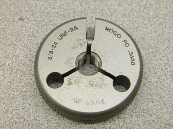 GF GAGE Threaded Ring Gage: 3/8-24 Thread, UNF, Class 2A NOGO R0375242AS