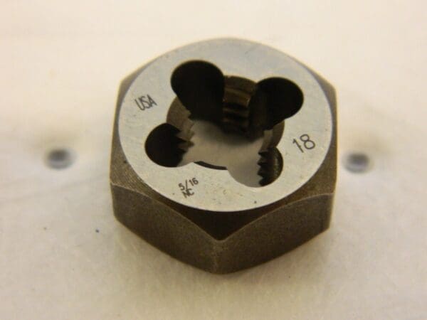 CLE-LINE Hex Rethreading Die: 5/16-18 Thread, Right Hand, Carbon Steel C65603