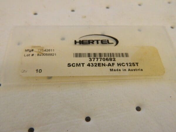 HERTEL Carbide Turning Inserts qty 10 SCMT 432EN-AF HC125T Grade 37770682