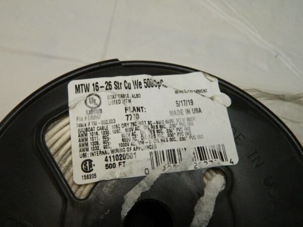 SOUTHWIRE Machine Tool Wire: 16 AWG White, 500' Long 411020501