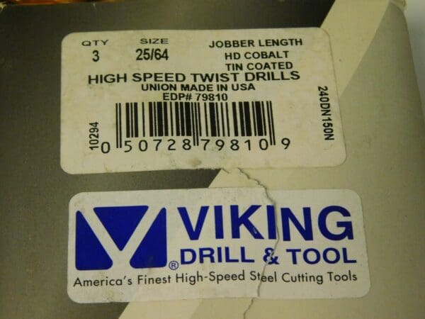 Viking Jobber Drill 25/64 135D QTY 3 57313132