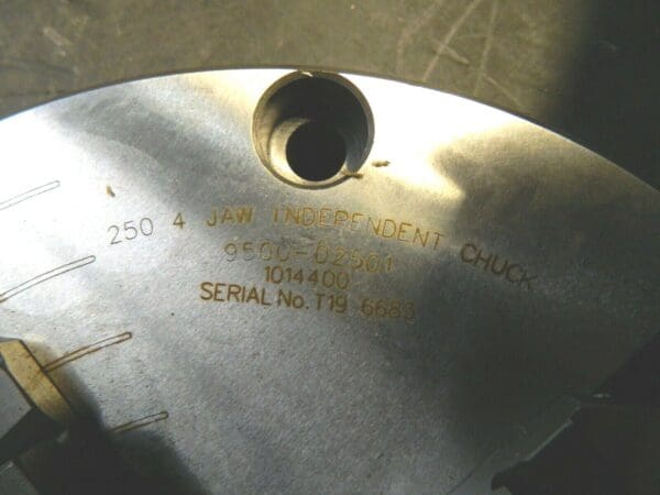 Pratt Manual Lathe Chuck: 4 Jaws, 9.84″ Dia, Independent 1014400