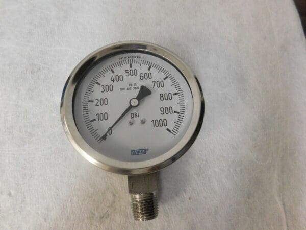 Wika Pressure Gauge 4" Dial 1/2 Thread 0-1,000 Scale Range 9768858