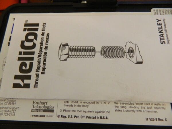 HELI-COIL Thread Repair Kit: Threaded Insert 5404-8