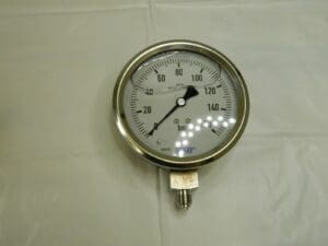 WIKA Pressure Gauge: 4″ Dial, 1/4″ Thread, BSPP, Lower Mount 52821152