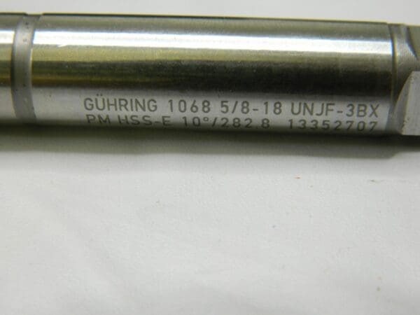 GUHRING Spiral Flute Tap: 5/8-18 UNF, 4 FL, 3BX Class of Fit 9010680158750