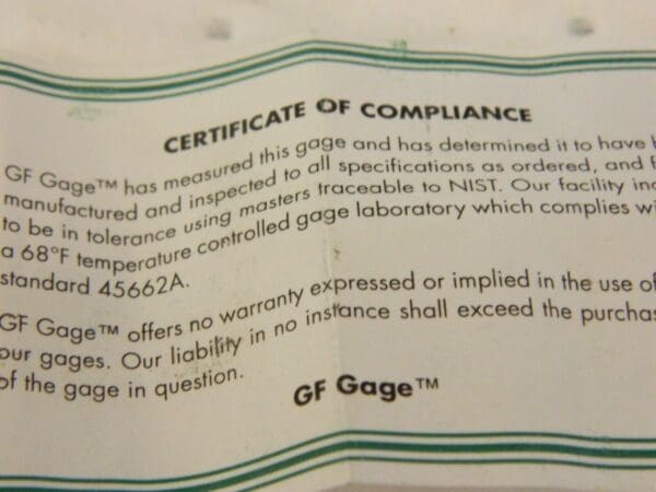 GF GAGE 1/4-28 UNF, 1/4 Inch Thread, Tapped Hole Location Gage HLOC025028K