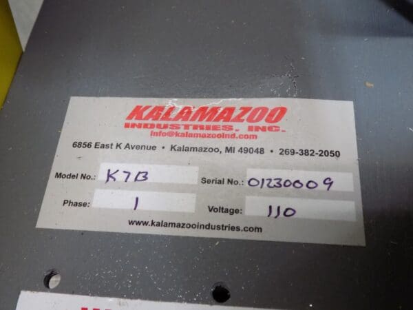 Kalamazoo Heavy Duty 7" Abrasive Chop Saw 1 HP 115/230v K7B Broken Base