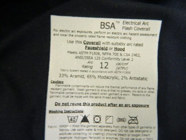 Oberon Inherently Flame Resistant Arc Flash Coverall Sz 3XL BSA-OB59NB-R3XL