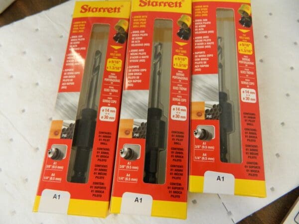 STARRETT Hole Saw Arbor 3pk: Straight Shank, Drill Pilot 55141