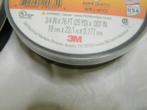 3M 3/4″ x 76' x 7 mil Black Vinyl Electrical Tape Qty 6 BD-21485-10