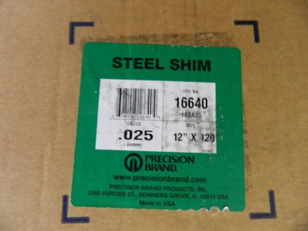 Shim Stock: 0.025'' Thick, 120'' Long, 12″ Wide, 1010 Low Carbon Steel 16640