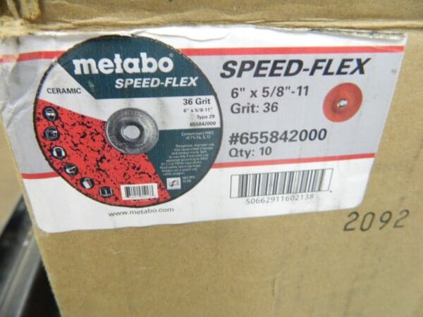 METABO Fiber Disc: 6″ Disc Dia, 36 Grit, Ceramic Alumina Qty 10 655842000