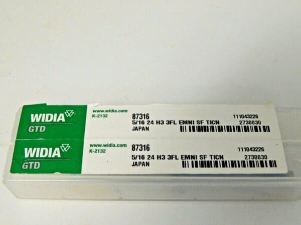 Widia GTD Spiral Flute Taps Vanadium HSS TiCN 5/16-24 UNF GH3 3FL Qty 2 87316