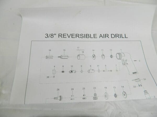 Air Tool Pneumatic Reversible Drill 3/8", 1800 RPM Keyed SM-725