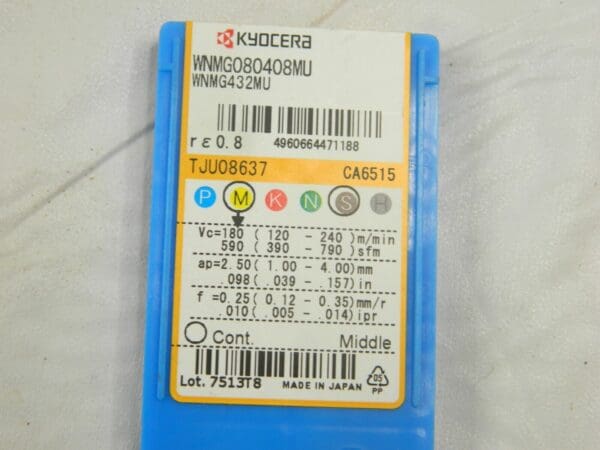 KYOCERA Turning Insert: WNMG432MU CA6515, Solid Carbide Qty 10 TJU08637