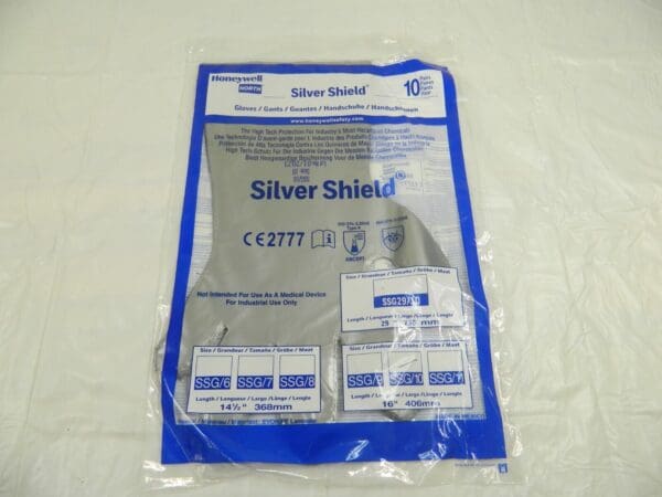 NORTH Chemical Resistant Gloves: 2.7 mil Thick Silver 16" Sz 10 Qty 10 SSG/10