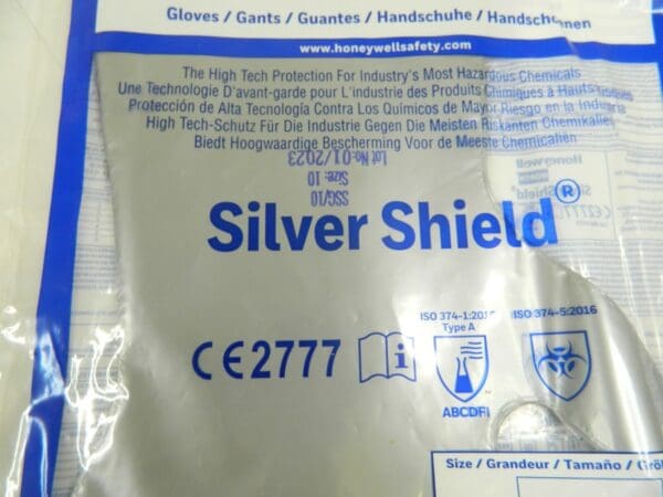 NORTH Chemical Resistant Gloves: 2.7 mil Thick Silver 16" Sz 10 Qty 10 SSG/10