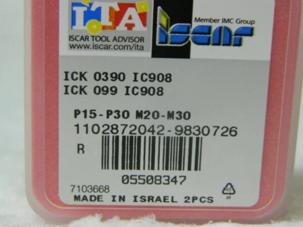 Iscar Replaceable Drill Tip Series ICK 0.39" Diam Grade IC908 140° Qty 2 5508347