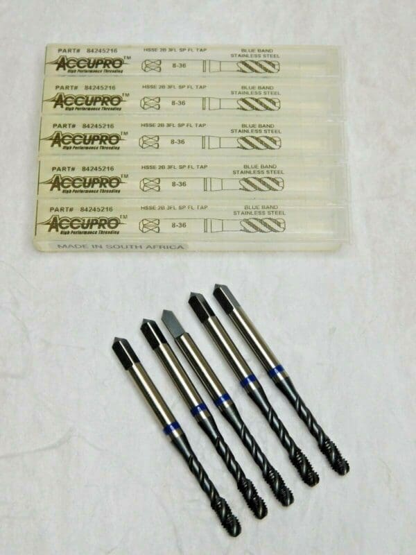 Accupro Spiral Flute Taps Vanadium HSSE 8-36 UNF 2B 3FL Qty 5 84245216