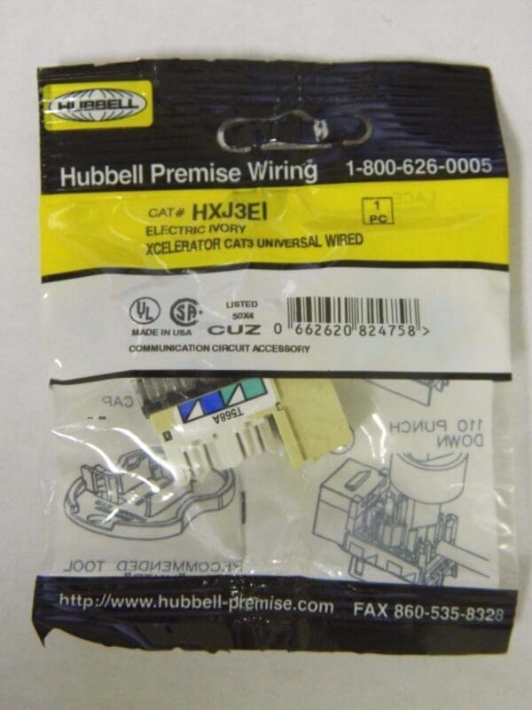 Hubbell Xcelerator CAT3 Universal Wired Communication Accessory Qty. 7 HXJ3EI