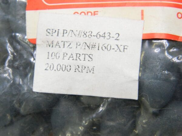 SPI Rubberized Point 1/2" Max Diam x 7/8" Long, Cone Qty 100 160-XF