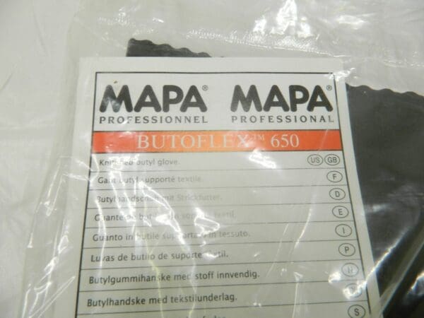 MAPA 650 BUTOFLEX Chemical Resistant Waterproof Gloves Size 9 Qty 2 Pairs 650319