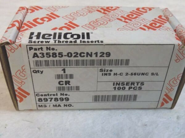 Heli-Coil Single Screw Locking Insert #2-56 UNC 1-1/2D SS 1 Lot 100 3585-02CN129