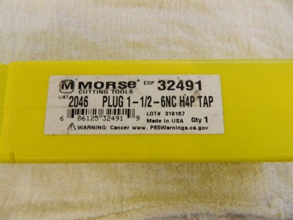 MORSE CUTTING TOOLS 1–1/2–6 H4 4FL HSS BRITE HAND PLUG TAP MT3732491