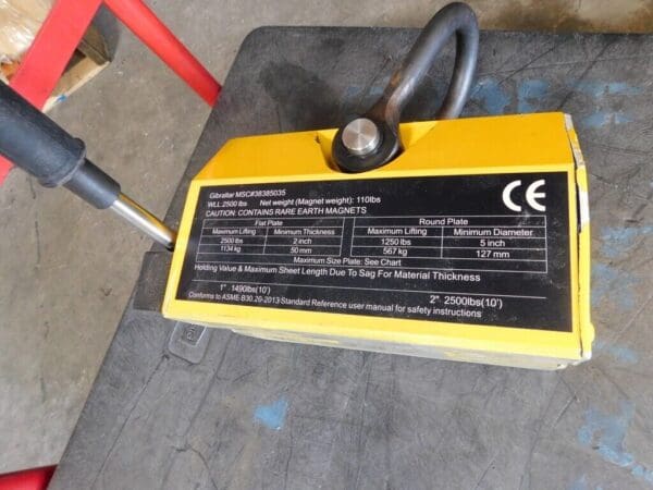 GIBRALTAR Magnetic Lifter: 2,500 lb Capacity DEFECTIVE 1PLM-103-G