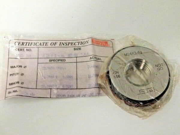 SPI No Go Single Ring Thread Gage M24x3 6G 75890574