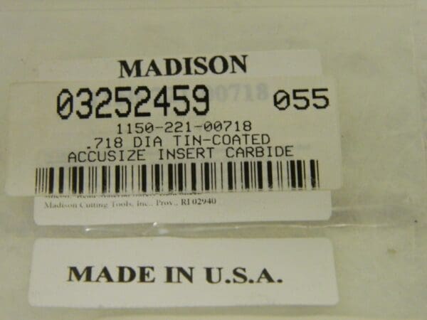 Madison Cutting Tools Carbide Spade Drill Insert 0.718" TiN 1150-221-00718