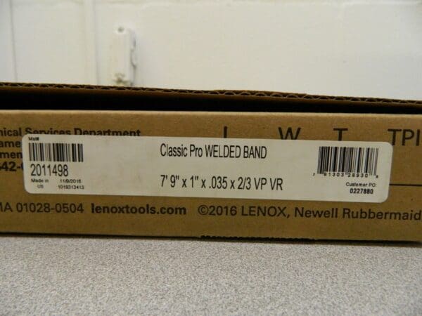 Lenox Welded Band Saw Blade 2-3 TPI 7' 9" Long 1" Wide 0.035" Thick 2011498