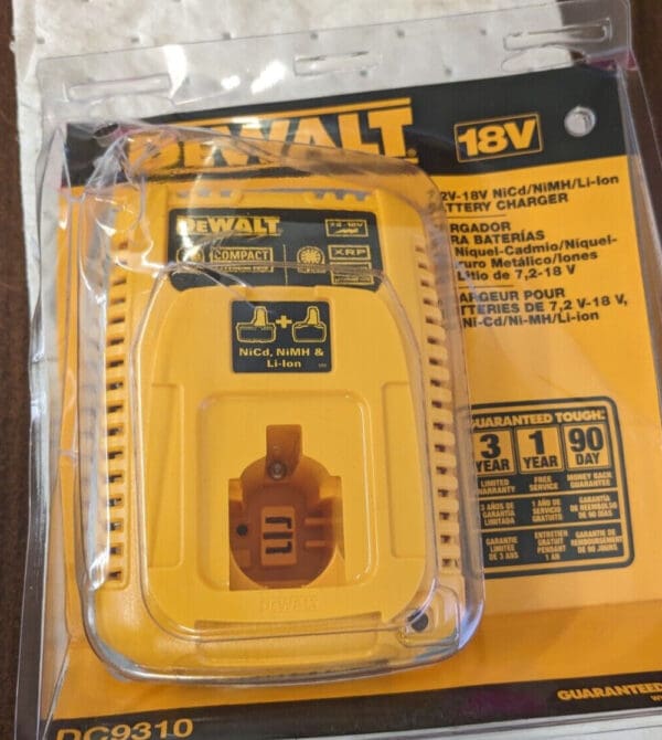 DEWALT Power Tool Charger: 7.2 to 18V, Lithium-ion, NiCd & NiMH DC9310