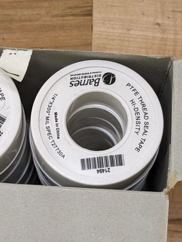 Barnes Hi-Density PTFE Thread Seal Tape 1/4" x 300" Qty 12 Rolls 21494