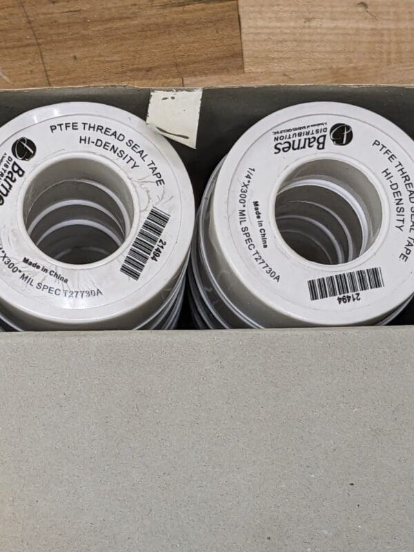 Barnes Hi-Density PTFE Thread Seal Tape 1/4" x 300" Qty 12 Rolls 21494