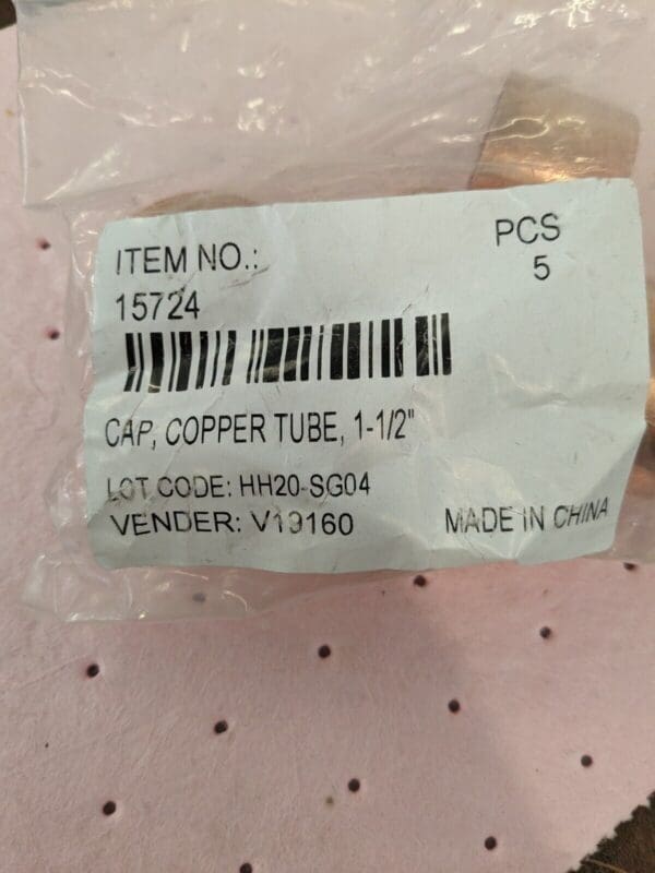 Wrot Copper Pipe Caps 5pk 1-1/2″ Fitting, C BDNA-15724