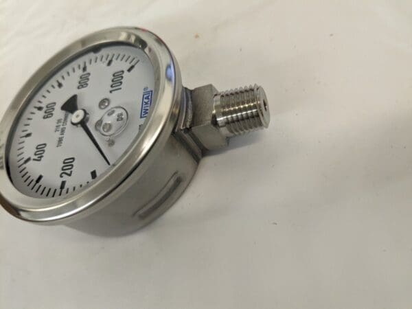 WIKA Pressure Gauge: 2-1/2″ Dial, 0 to 1,000 psi, 1/4″ Thread, NPT, Lower Mount