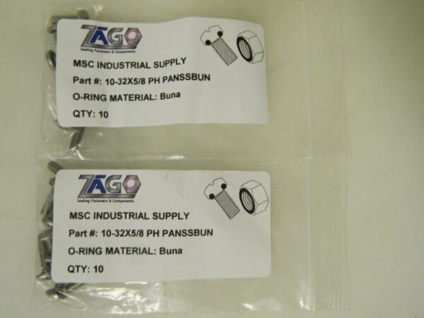 Zago Pan Head Screws with Buna-N O-Ring QTY 50 PH PANSSBUN