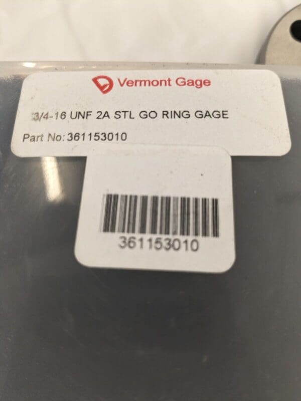 VERMONT GAGE Threaded Ring Gage: 3/4-16 Thread, UNF, Class 2A, Go 361153010