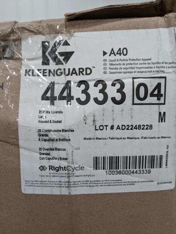 KLEENGUARD Non-Disposable Rain & Chemical-Resistant Coverall Qty 25 Sz L 44333