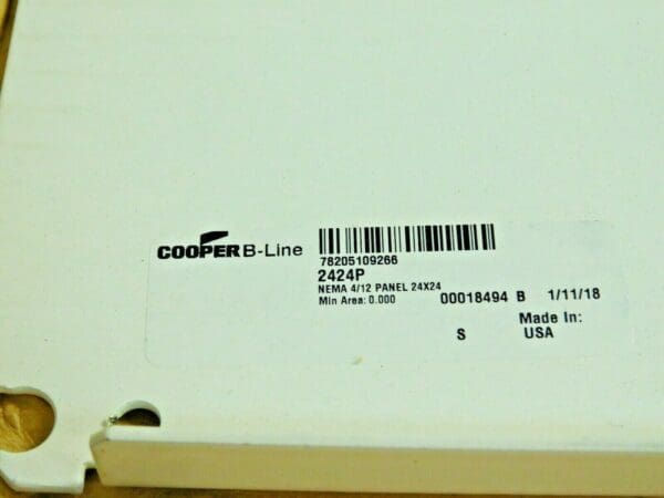 Cooper B-Line Steel Electrical Enclosure Panel 22" OAW x 22" OAH 2424P