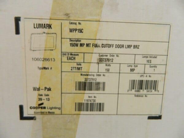 Cooper Lighting Metal Light Fixture 150 Watt 120-277 Volt WPP15C